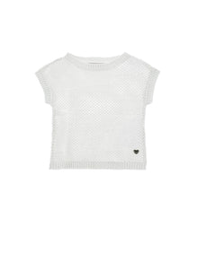 Girls | Openwork Knit Top | White