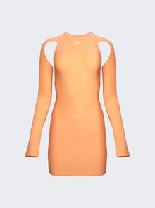 Women | Off-White | Sleek Long Sleeve Mini Dress | Peach Orange