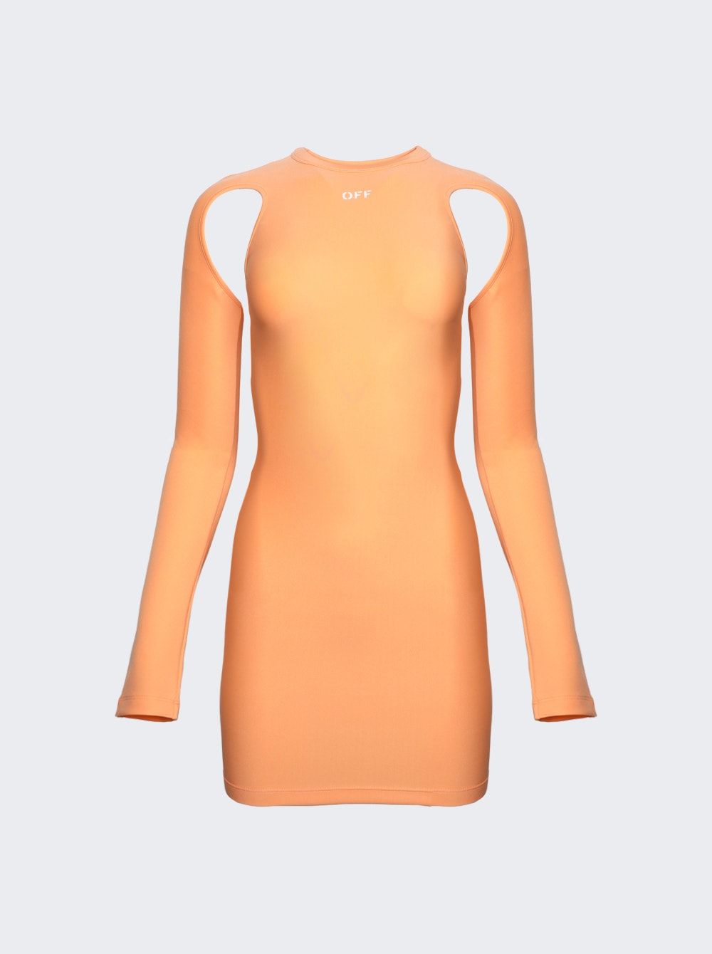Women | Off-White | Sleek Long Sleeve Mini Dress | Peach Orange
