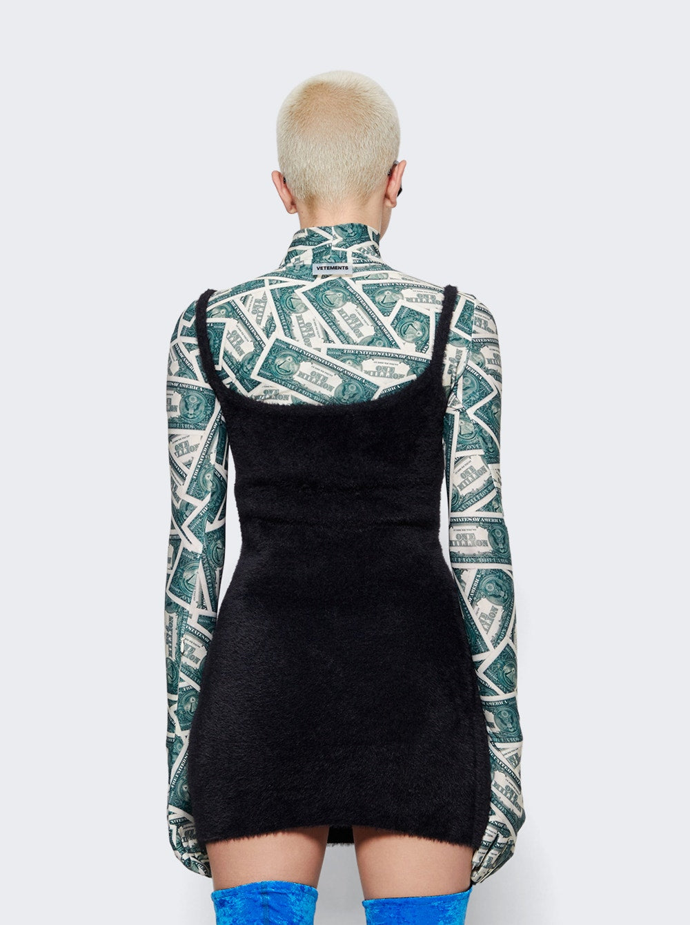 Women | Off-White | Quote Fuzzy Mini Dress | Black & White