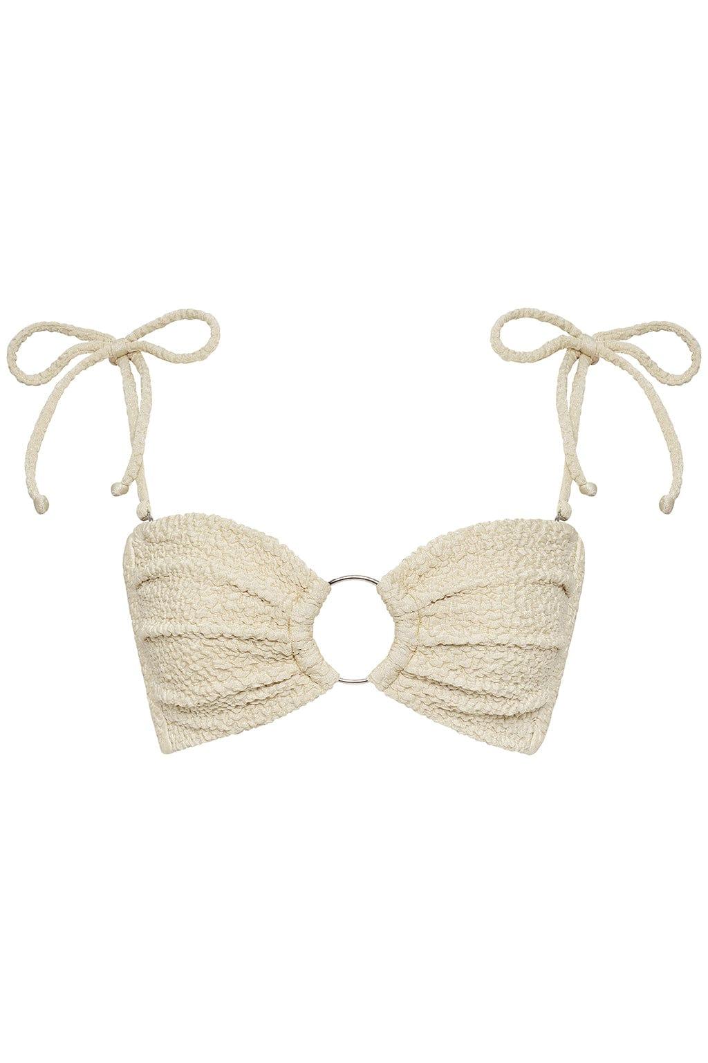 Tori Ties Bandeau Bikini Top | Oat Texture