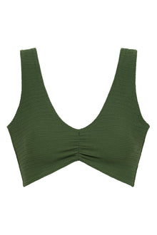 Kim Variation Bikini Top | Olive Micro Scrunch