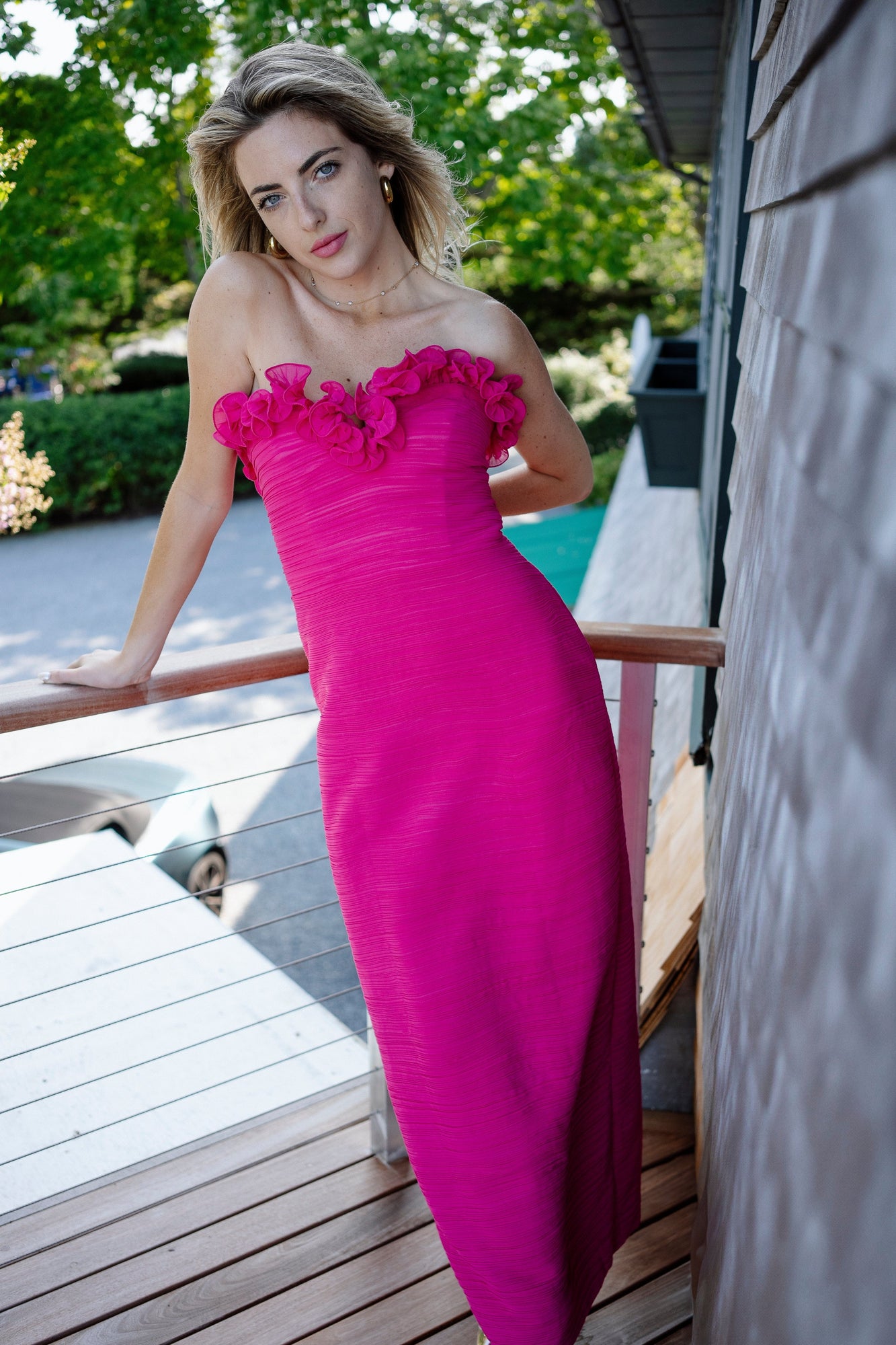 ONE33 SOCIAL | The Mia Strapless Ruffled Gown | Pink