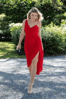 ONE33 SOCIAL | The Adeline Red Spaghetti Strap Cocktail Dress | Red