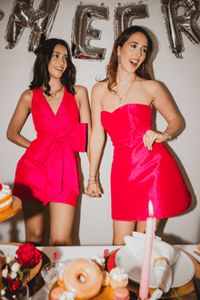 ONE33 SOCIAL | The Amira Hot Pink Bow Mini Cocktail Dress | Pink
