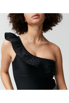 One Shoulder Bodystocking | Black