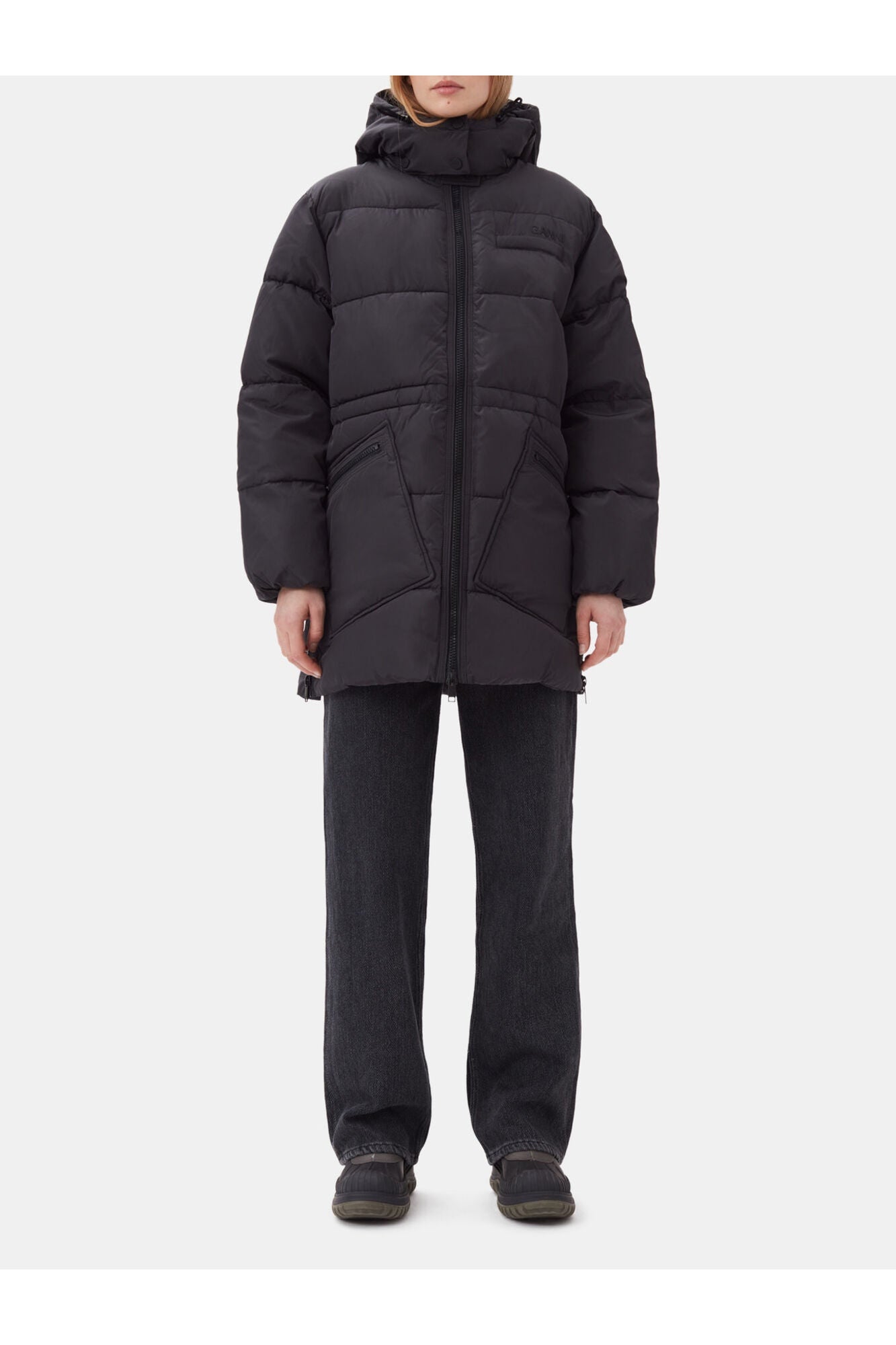 Oversized Tech Puffer Midi Jacket | Phantom