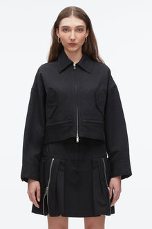 Double Zip Cropped Utility Jacket | Black