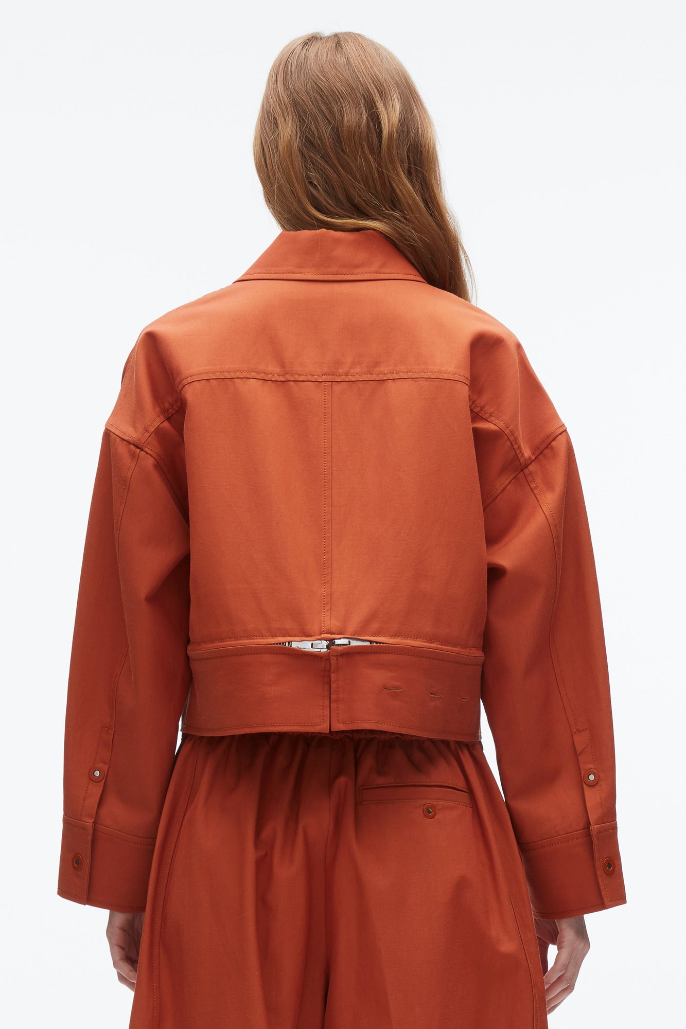 Double Zip Cropped Utility Jacket | Brick