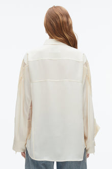 Sequin Fringe Shirt with Cascade Drape | Champagne