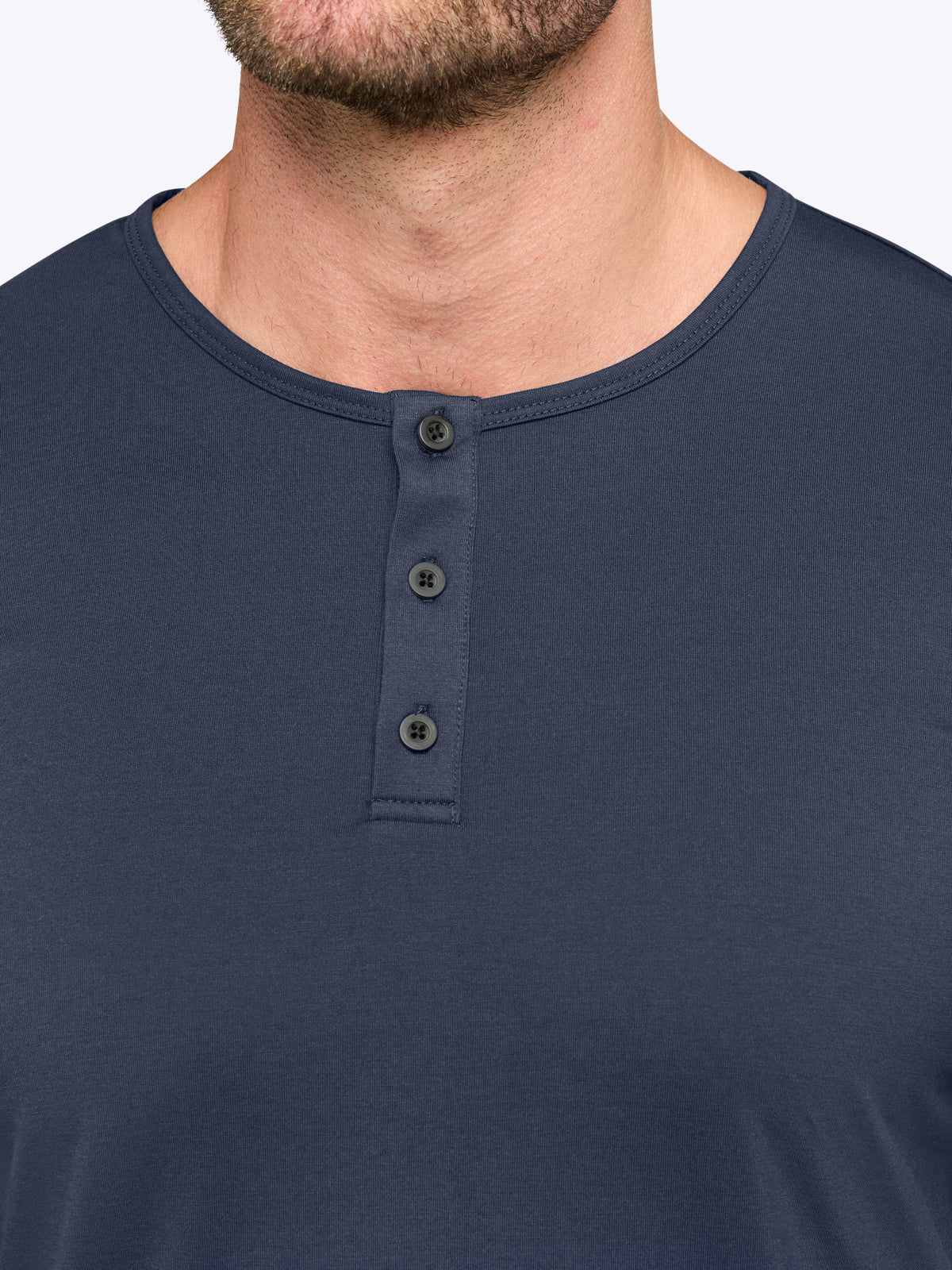Mens | AO Long Sleeve Henley Curve-Hem | Signature-Fit PYCA Pro | Pacific Blue