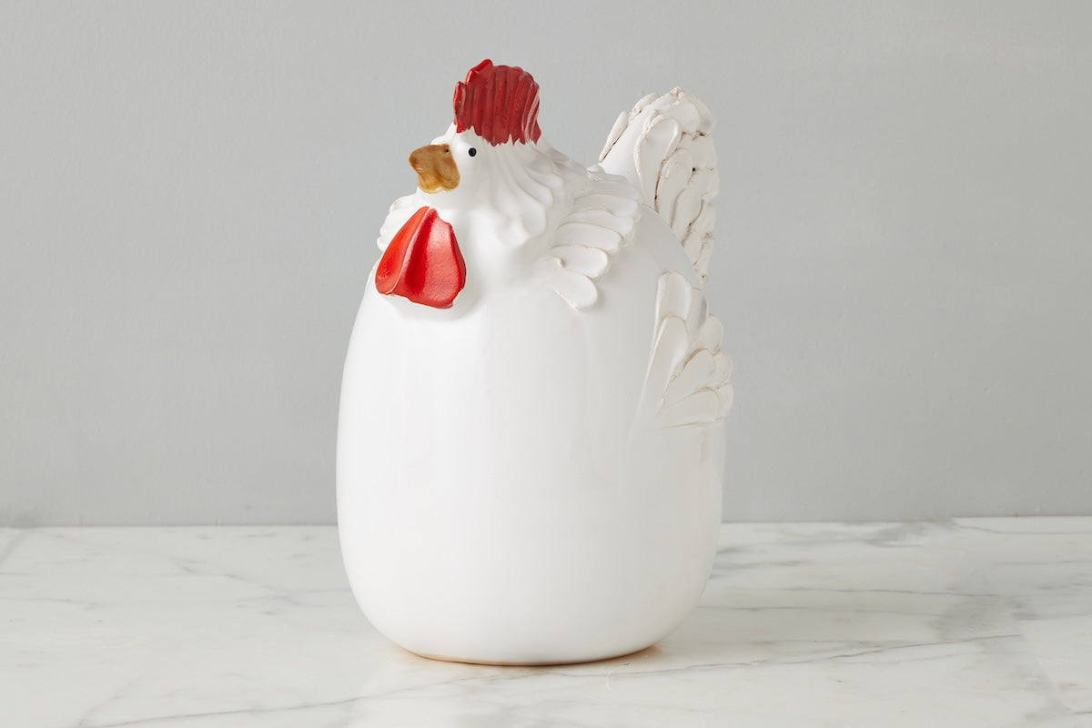 Ceramic Country French Rooster | White | Large