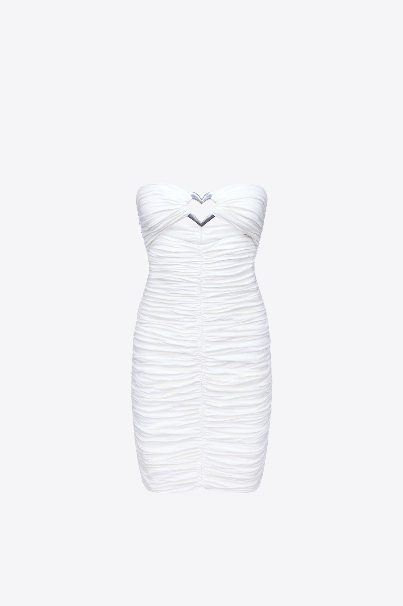 Heart Ruched Strapless Mini Dress | Off White