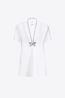 Crystal Butterfly V-Neck T-Shirt Dress | Off White