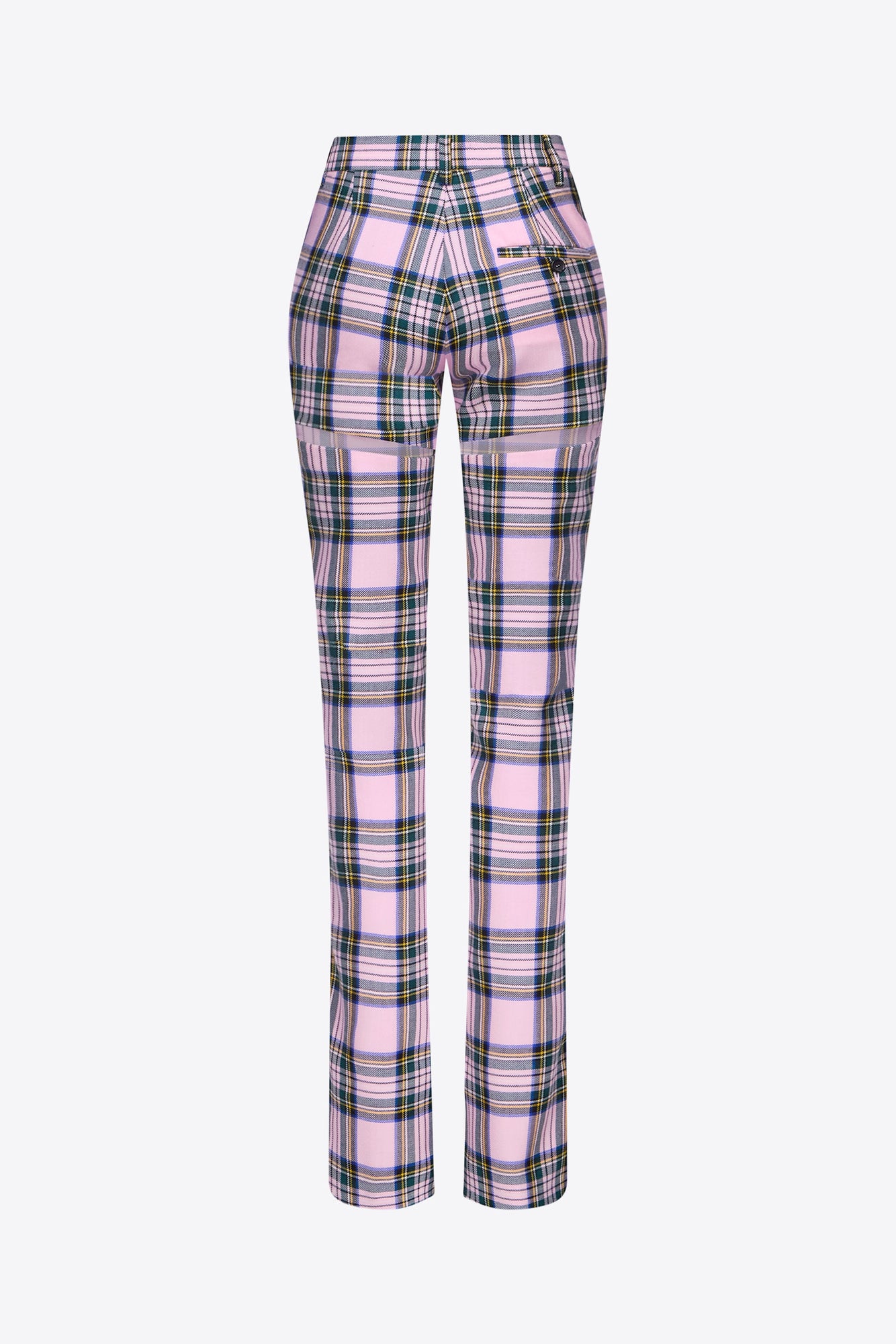 Back Slit Checked Trouser | Pink Multi