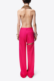 Asymmetric Slit Trouser | Raspberry