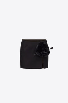 Flower Slit Mini Skirt | Black