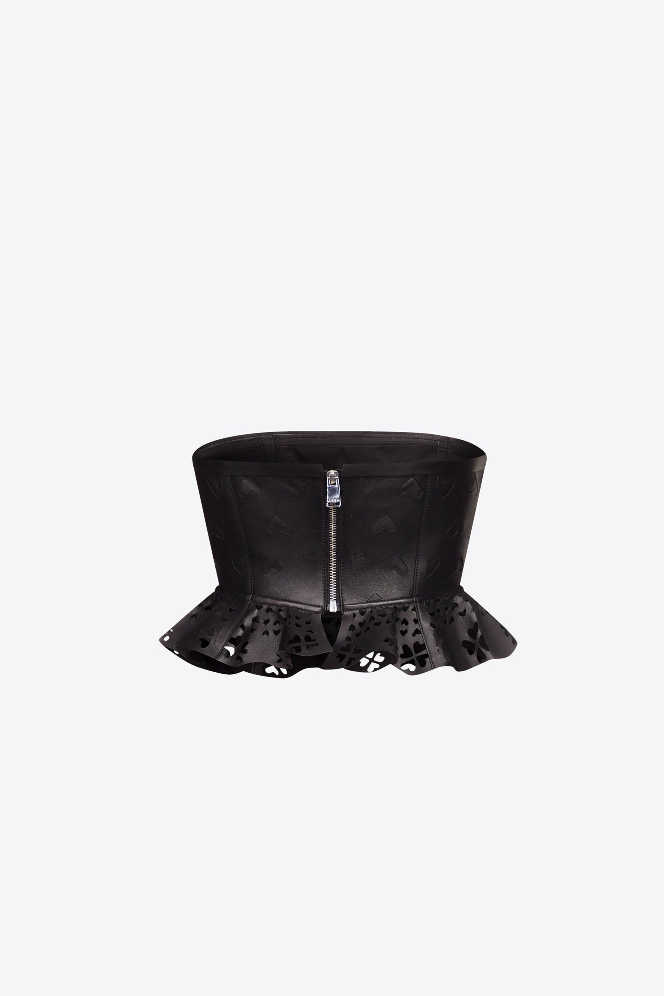 Laser Cut Leather Heart Bandeau | Black