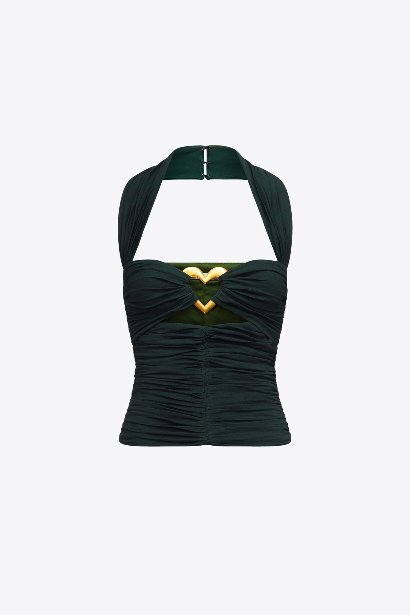 Heart Ruched Halter Top | Green