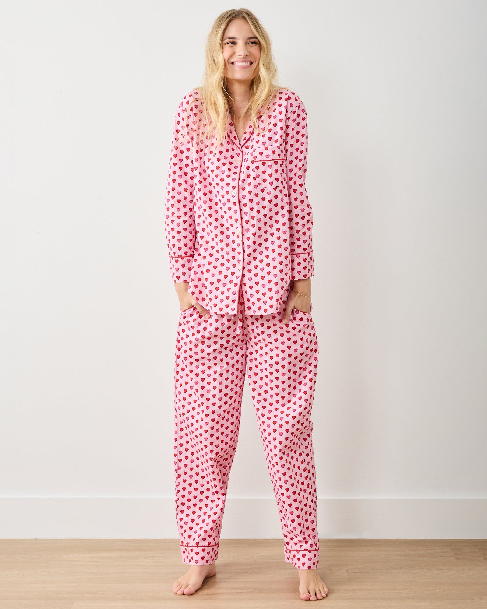 Mini Candy Hearts - Tall Long PJ Set - Pink Macaron - Printfresh