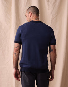 Men | Robles Knit Jacquard Button Up | Denim/Navy
