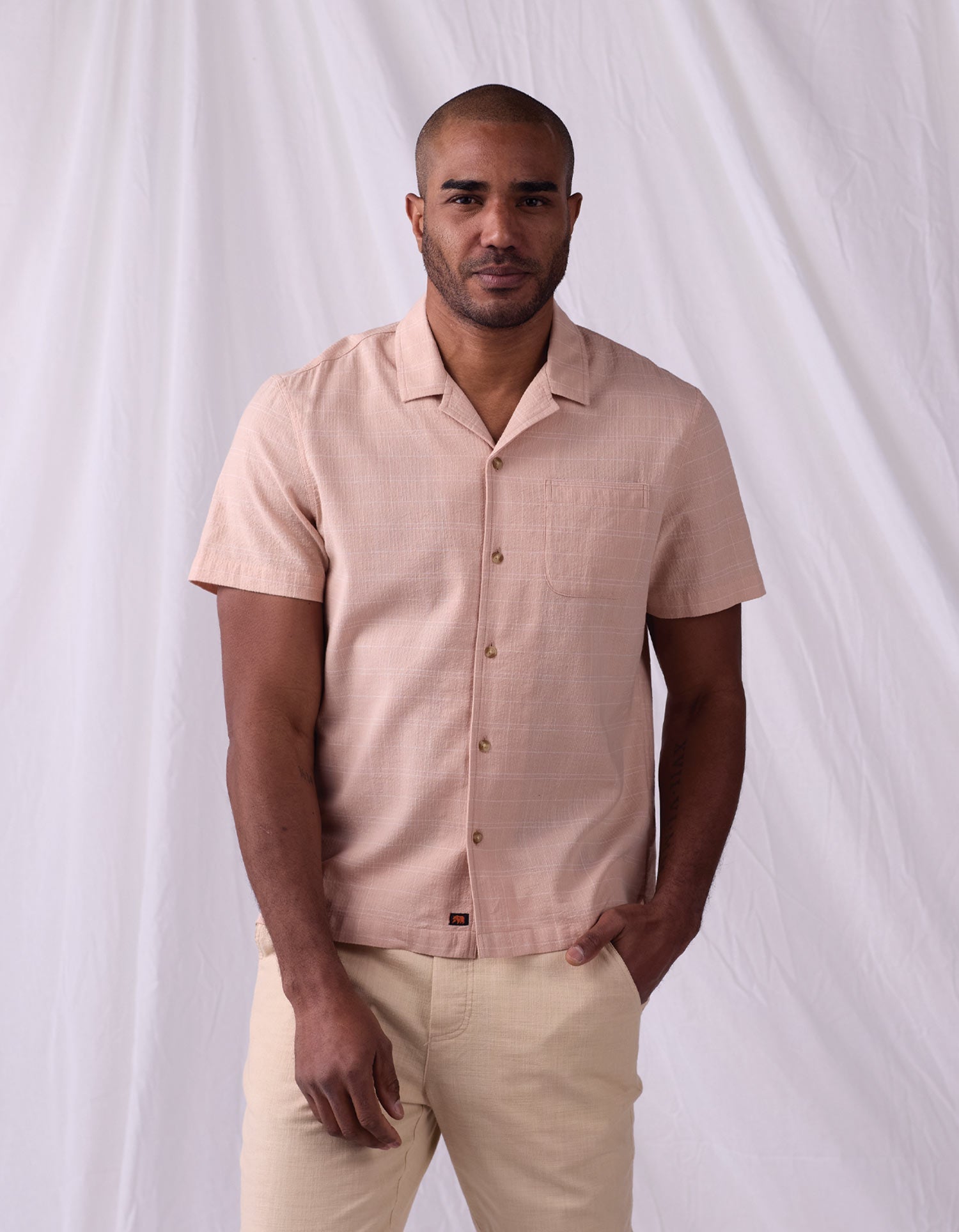 Men | Freshwater Camp Shirt | Dusty Rose Dobby