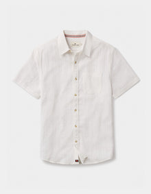 Men | Freshwater Short Sleeve Button Up Shirt | Ivory Crinkle Dobby