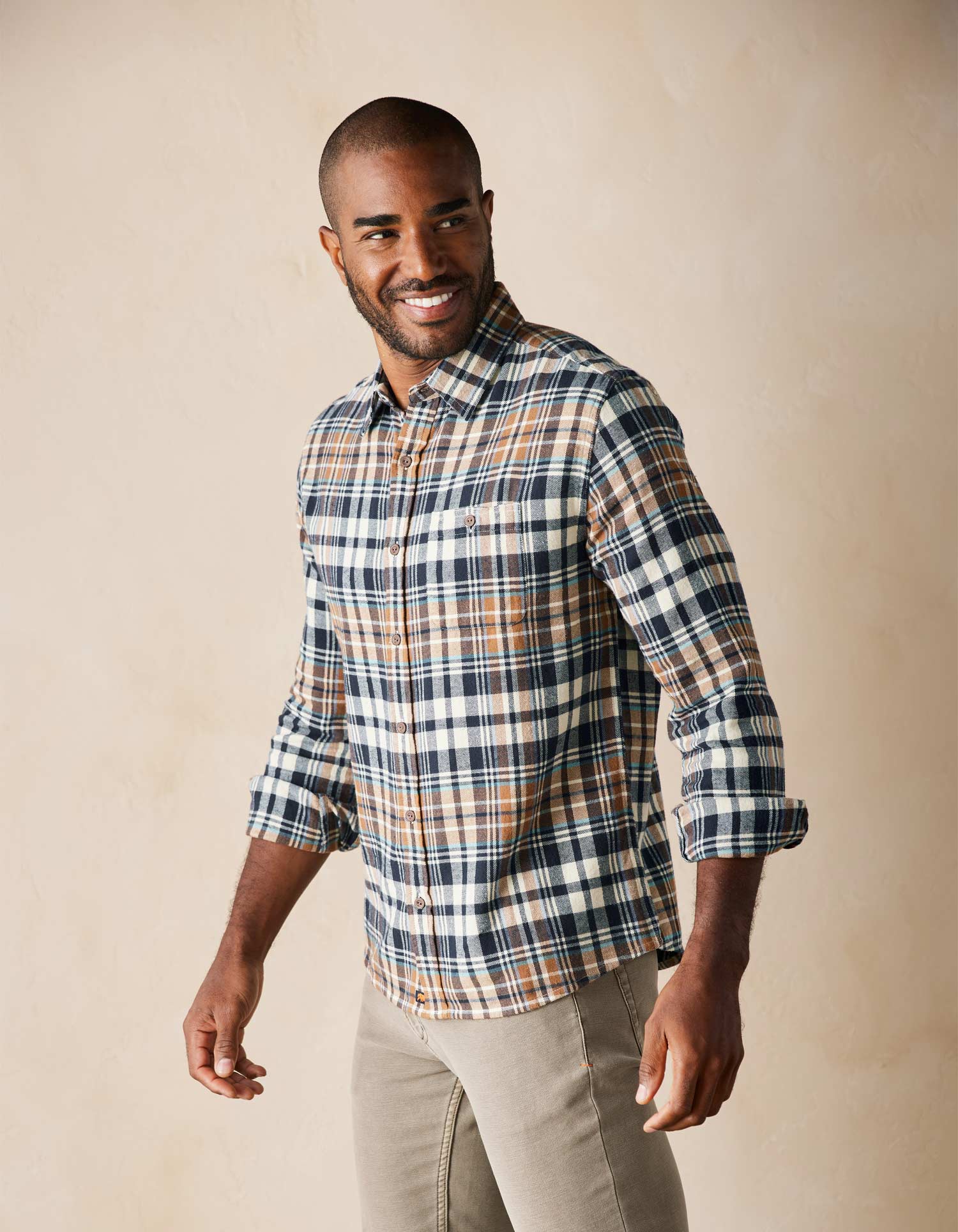 Men | Hudson Double Brushed Flannel | Cedar Plaid
