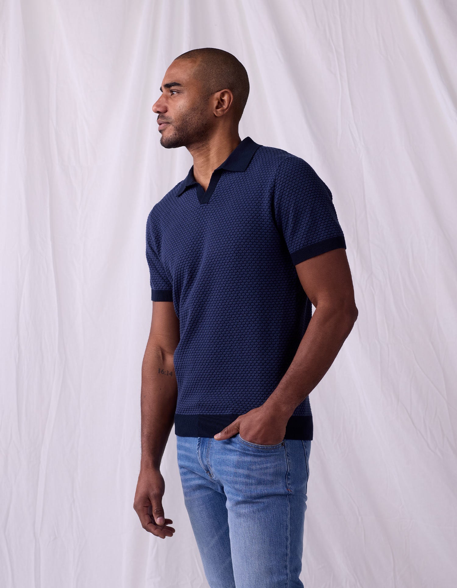 Men | Robles Knit Jacquard Polo | Denim/Navy