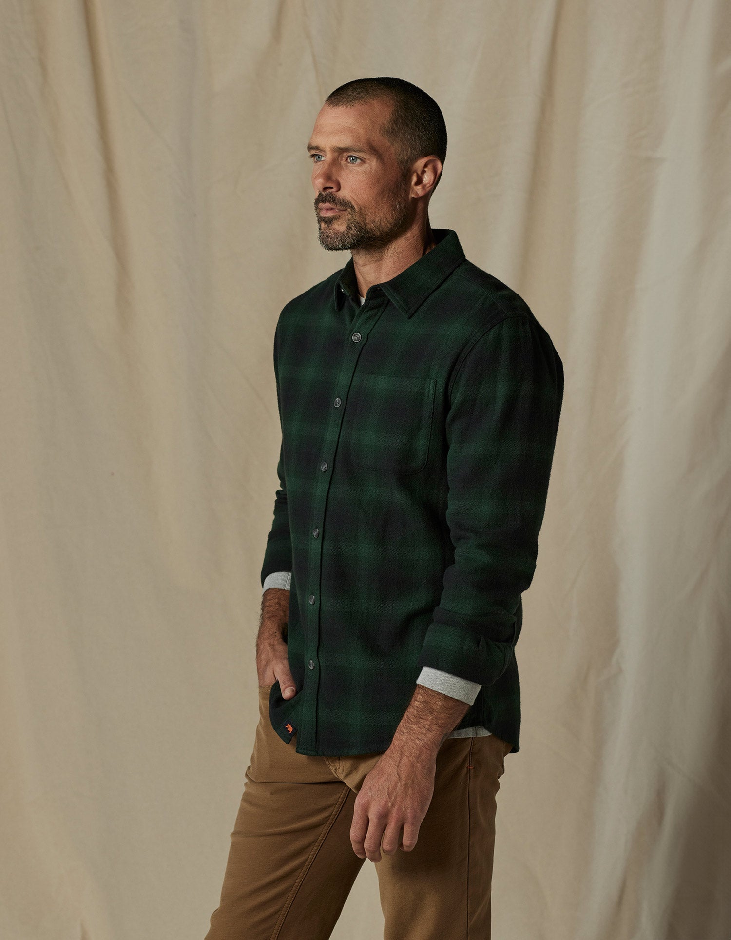 Men | Louis Heavyweight Flannel Overshirt | Evergreen Plaid