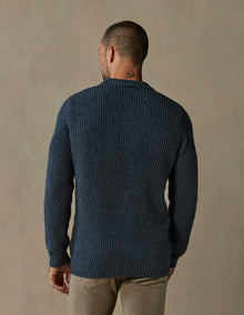Men | Marled Polo Sweater | Steel Blue