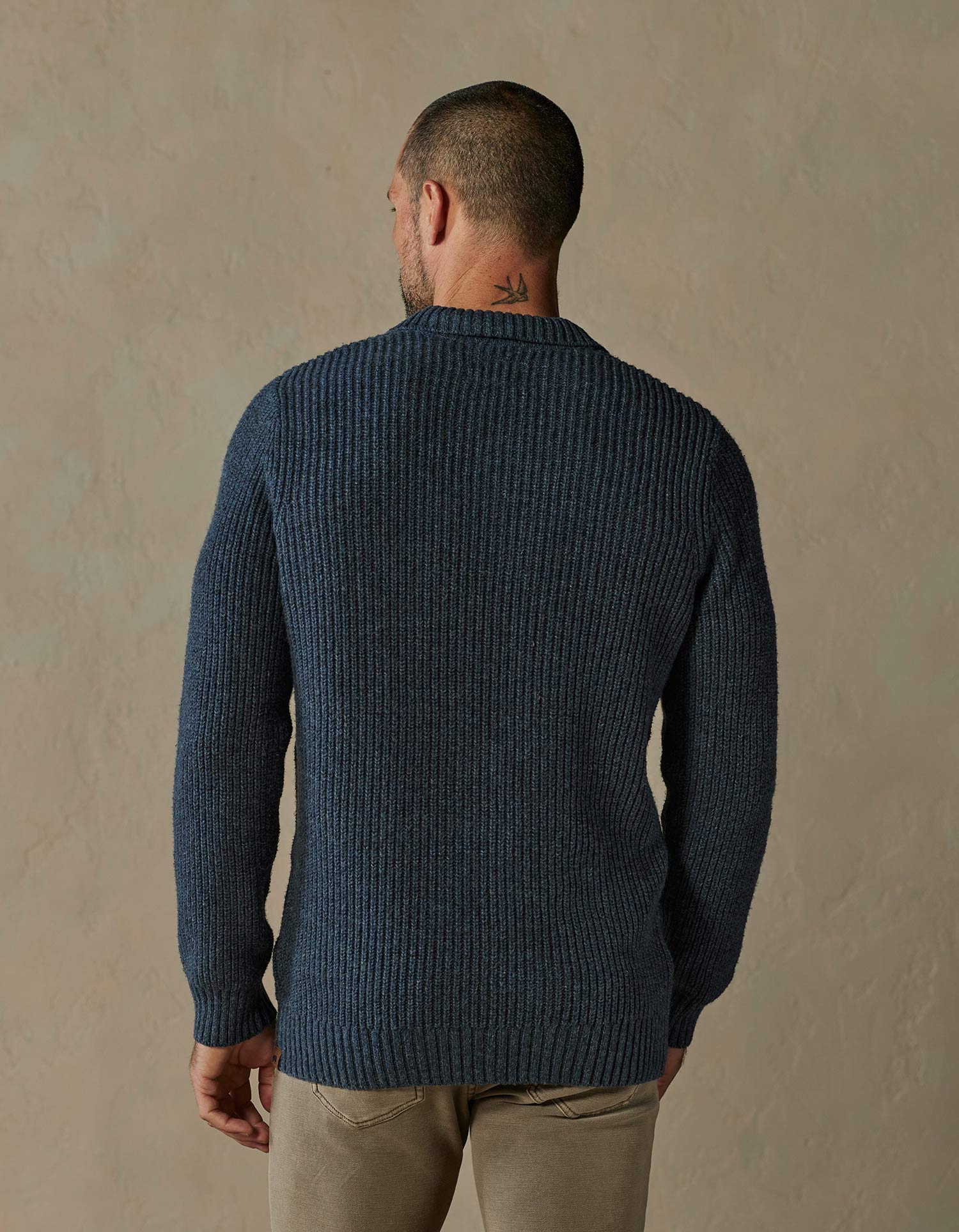 Men | Marled Polo Sweater | Steel Blue