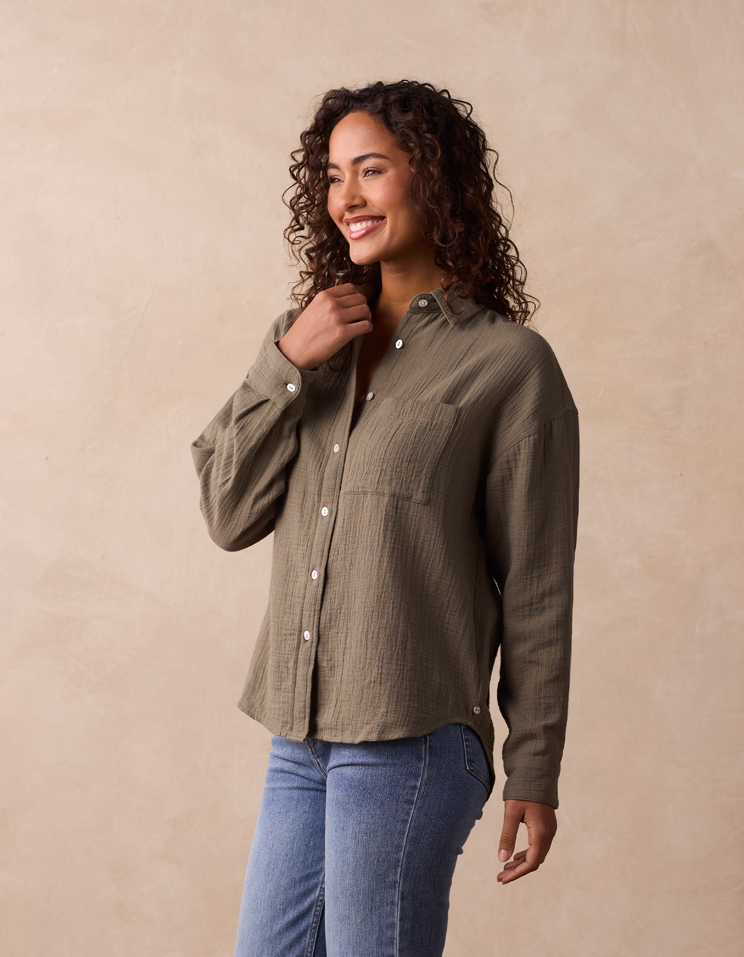 Women | Kalo Overshirt | Deep Sage