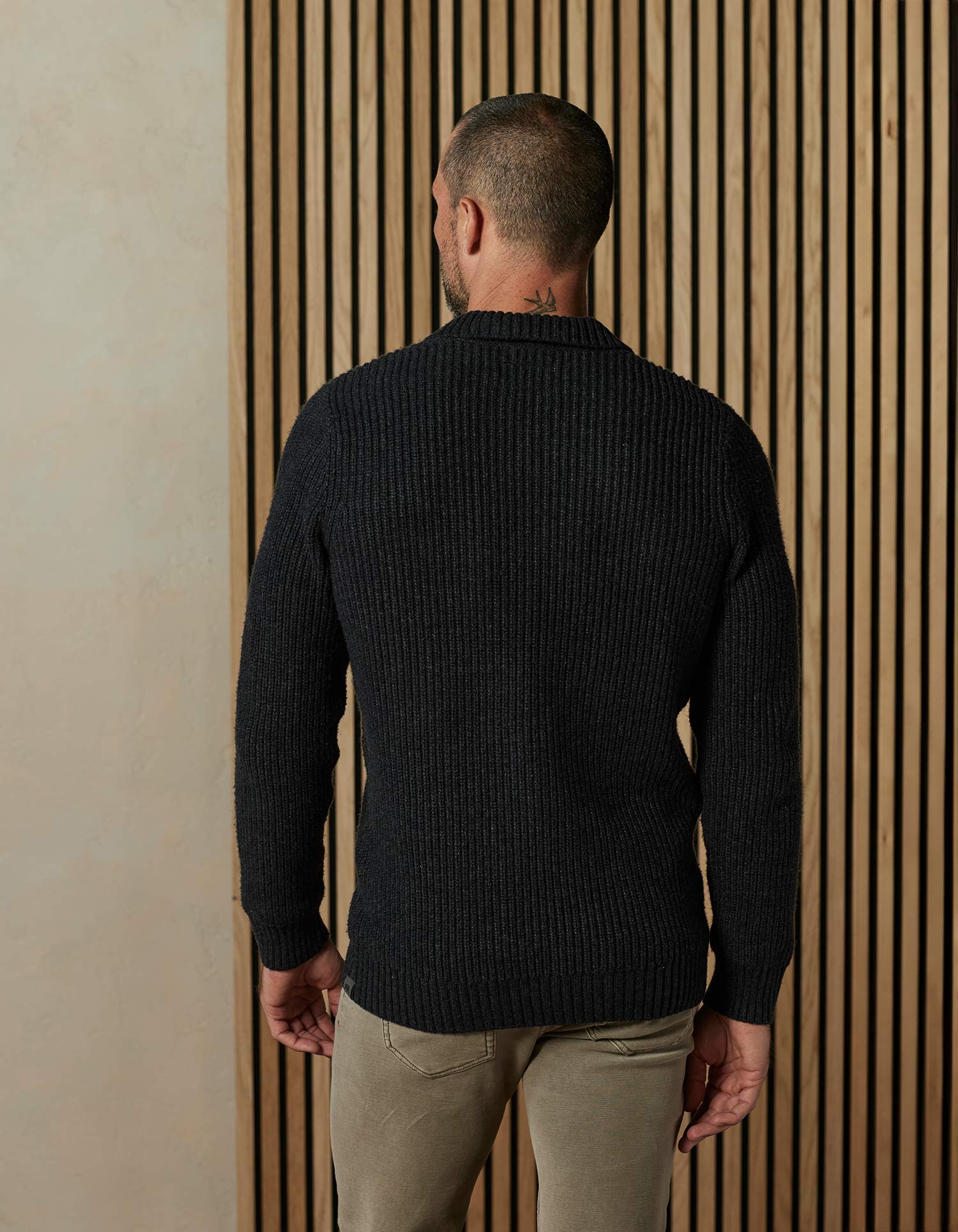 Men | Marled Polo Sweater | Charcoal
