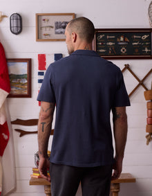 Men | Cotton Pique Camp Shirt | Navy