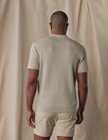 Men | Waffle Stitch Polo | Flax