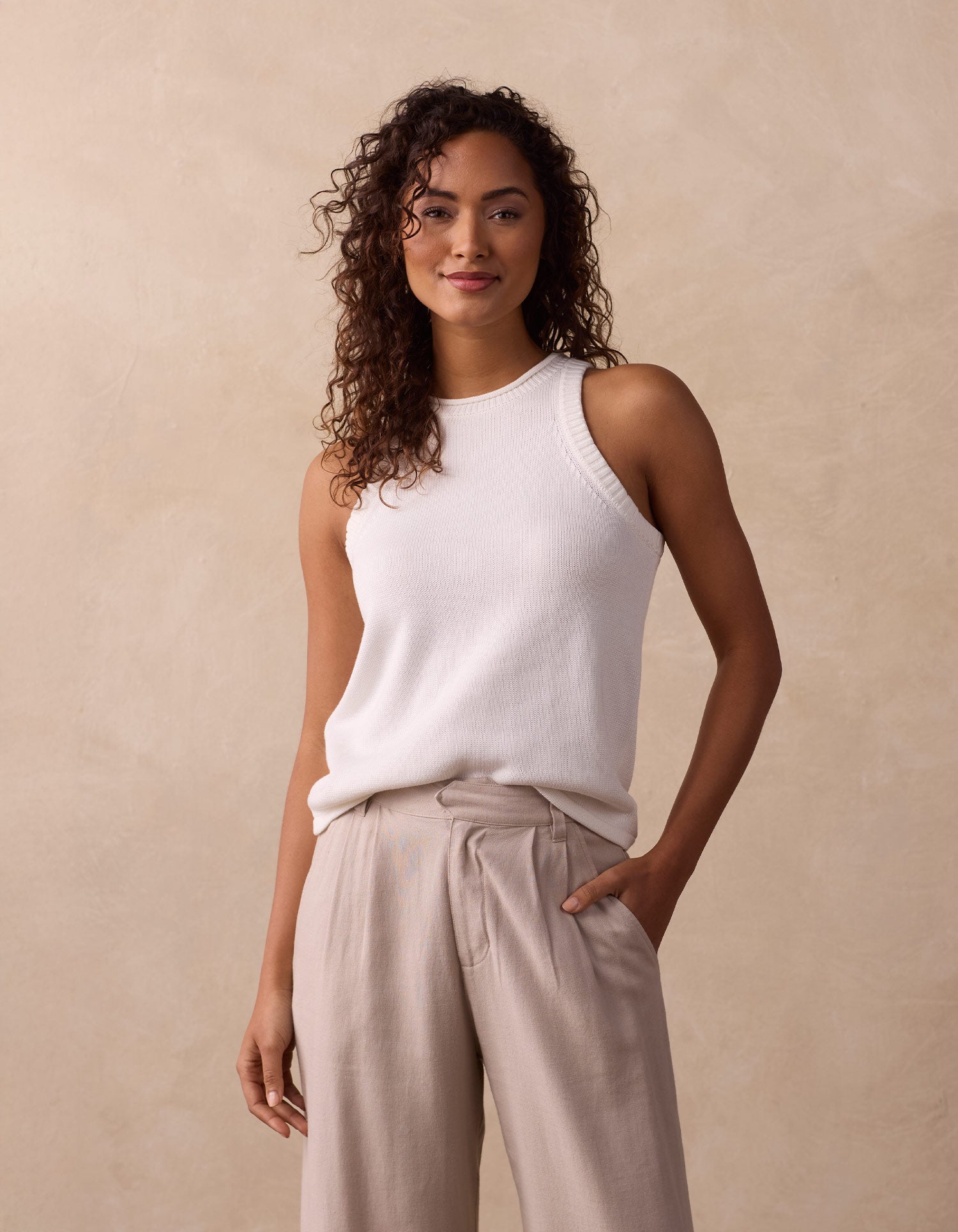 Women | Wanderlust Hi-Neck Tank | Ivory