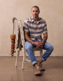 Men | Freshwater Short Sleeve Button Up Shirt | Adobe Rose Stripe