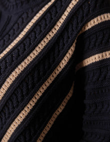Women | Apres Chevron Sweater | Navy/Birch Stripe