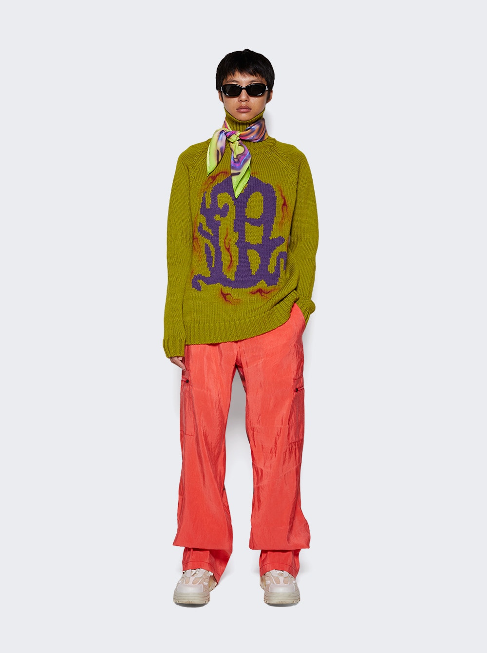 Men | Casella Meyer | Silk Typography Cargo Pants | Orange