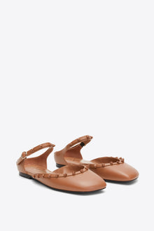 ID Mary Jane Flat with Leather Craft | Camel