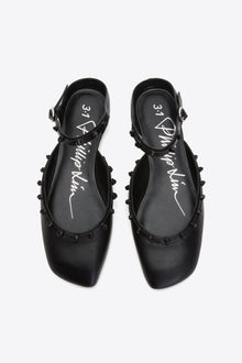 ID Mary Jane Flat with Leather Craft | Black