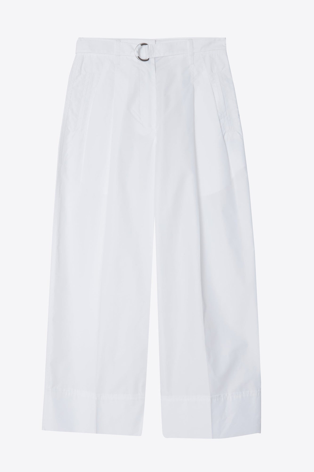 Double Pleat Wide Cropped Pant | White