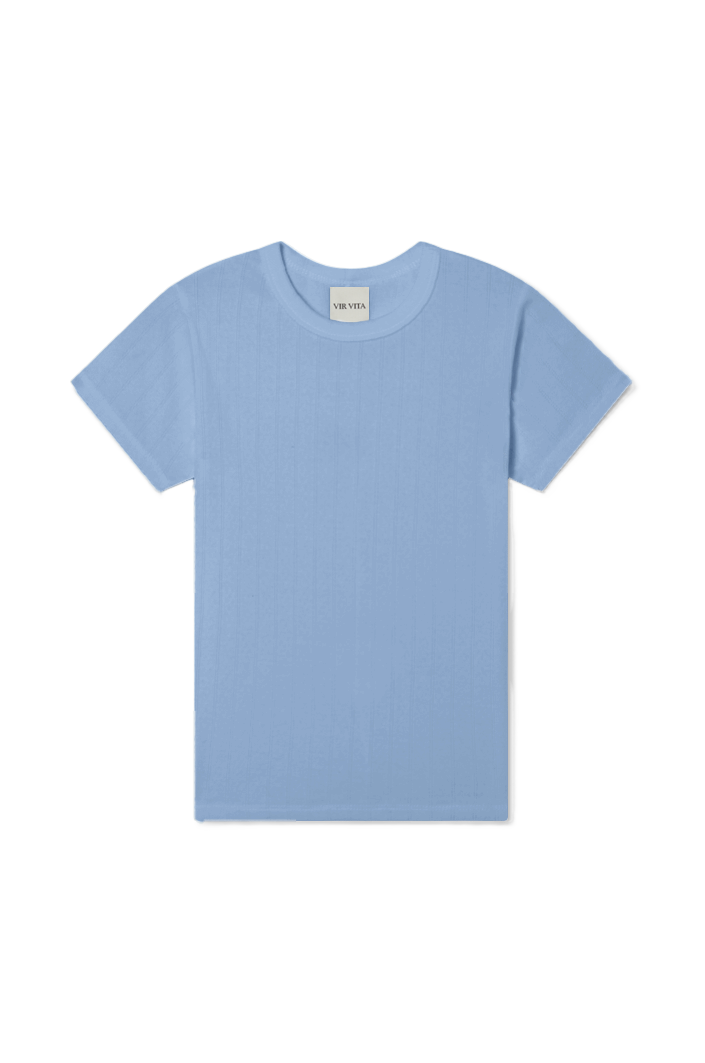 Pointelle Tee | Vintage Blue
