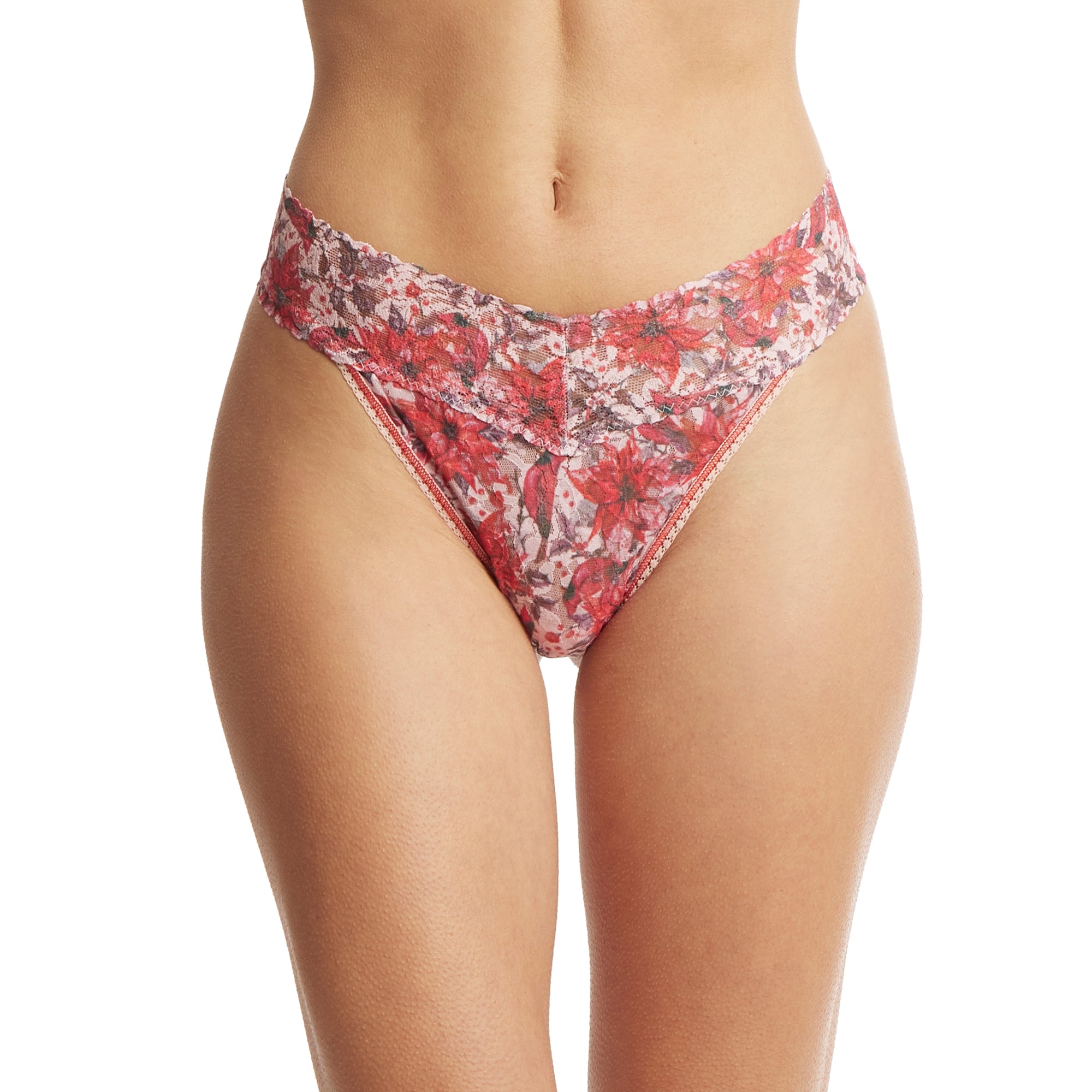 Signature Lace Original Rise Thong | Poinsettia