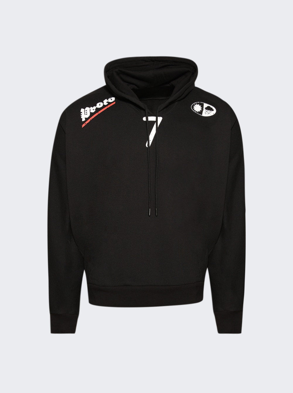 Men | PROTOTYPES | Moved Neckline Hoodie Washed | Black