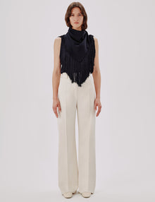 Women | Fringe Scarf Neck Shell | Black