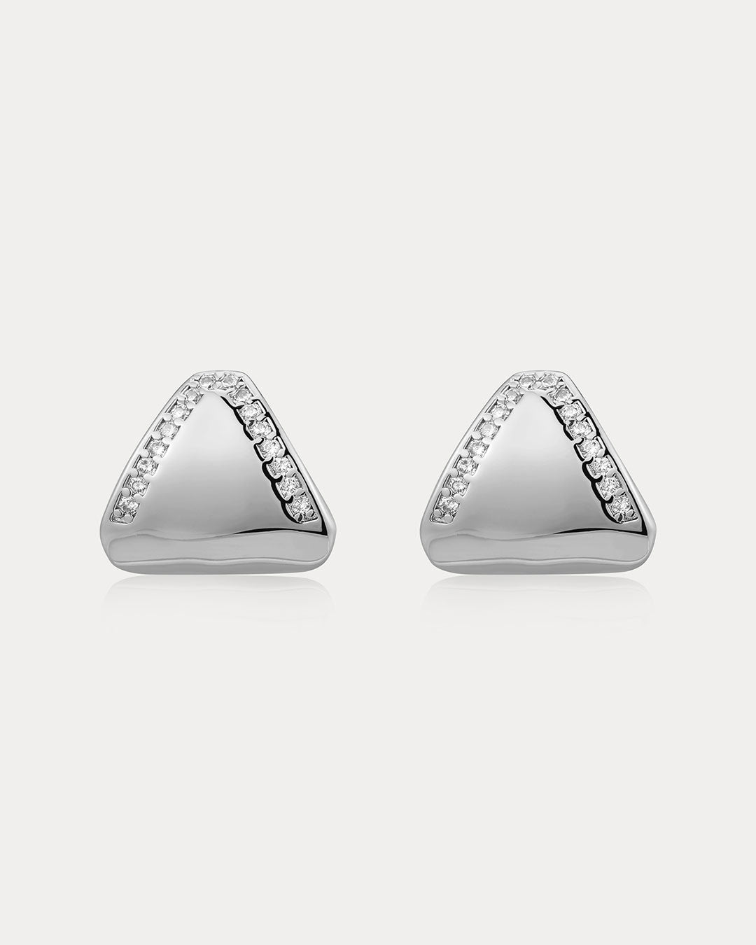 The Pave Shield Studs | Silver | Cubic Zirconia