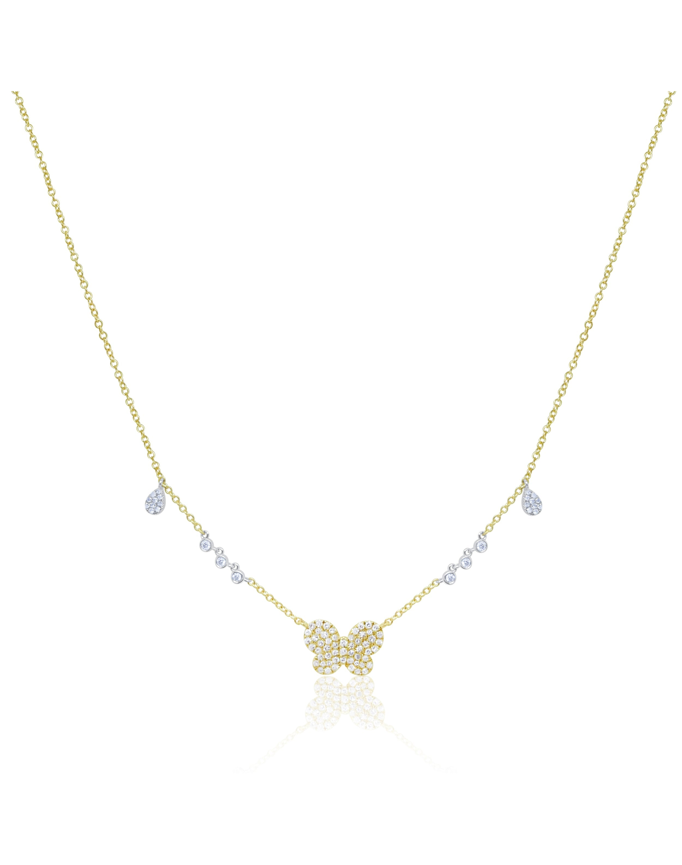 Pave Diamond Butterfly Necklace | 14kt Yellow Gold