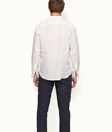 Percy Classic Collar Overhead Linen Shirt | White